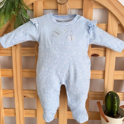 Macacão Malha Trape Zape - Borboletas - Azul Claro